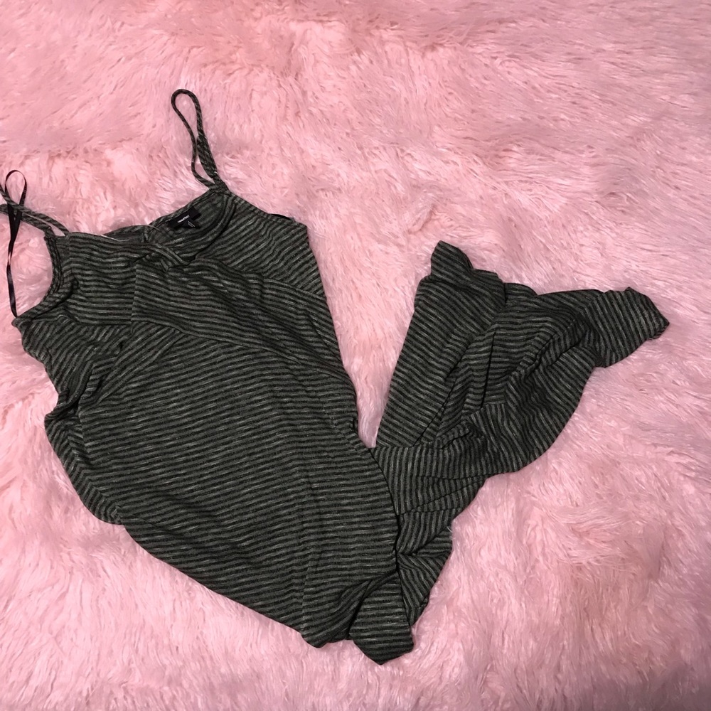 0011 | Dark green & black striped maxi dress